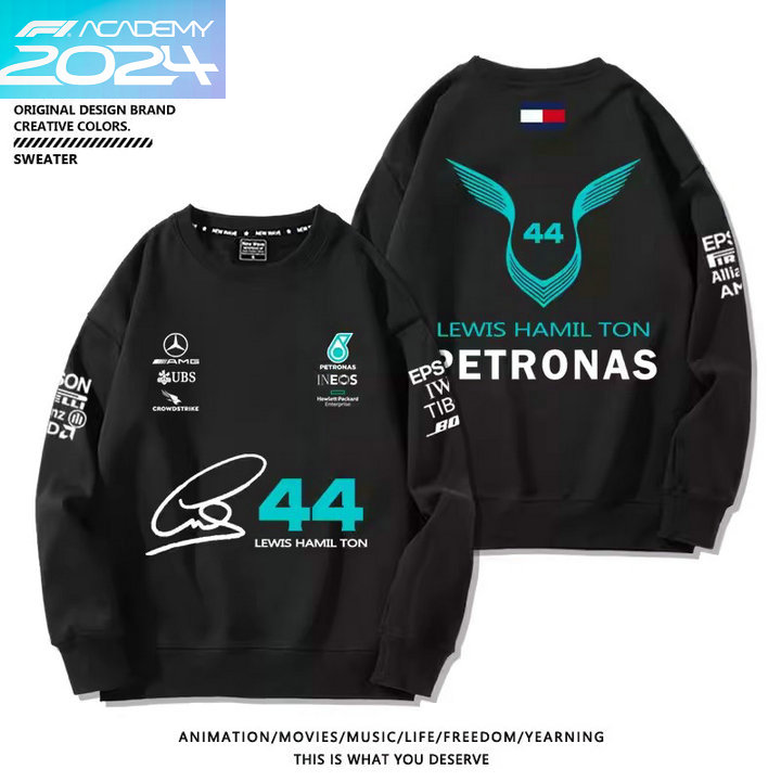 Sweat shirt Mercedes AMG Petronas F1 No.44 Lewis Hamilton homme sans capuche